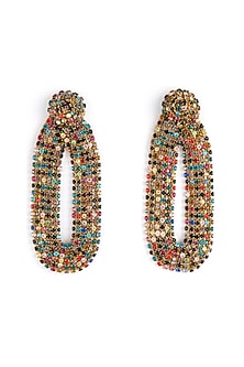 Multi-Colored Glass Bead & Crystal Dangler Earrings