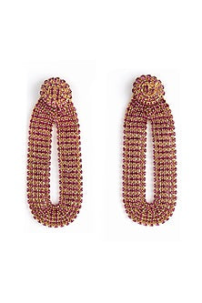 Pink Glass Bead & Crystal Dangler Earrings