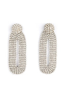 Silver Glass Bead & Crystal Dangler Earrings
