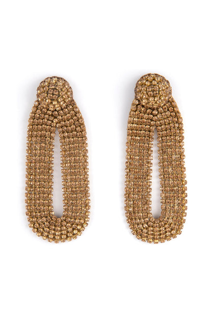 Gold Glass Bead & Crystal Dangler Earrings