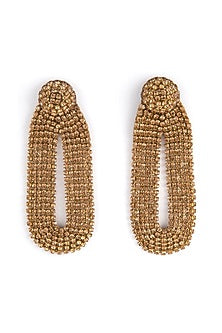 Gold Glass Bead & Crystal Dangler Earrings