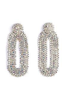 Multi-Colored Glass Bead & Crystal Dangler Earrings