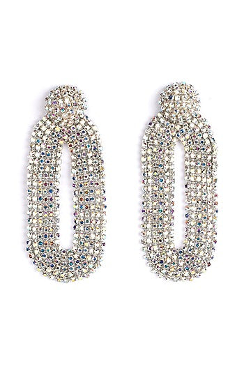 Multi-Colored Glass Bead & Crystal Dangler Earrings
