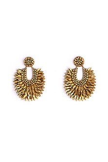 Gold Glass Bead & Crystal Dangler Earrings