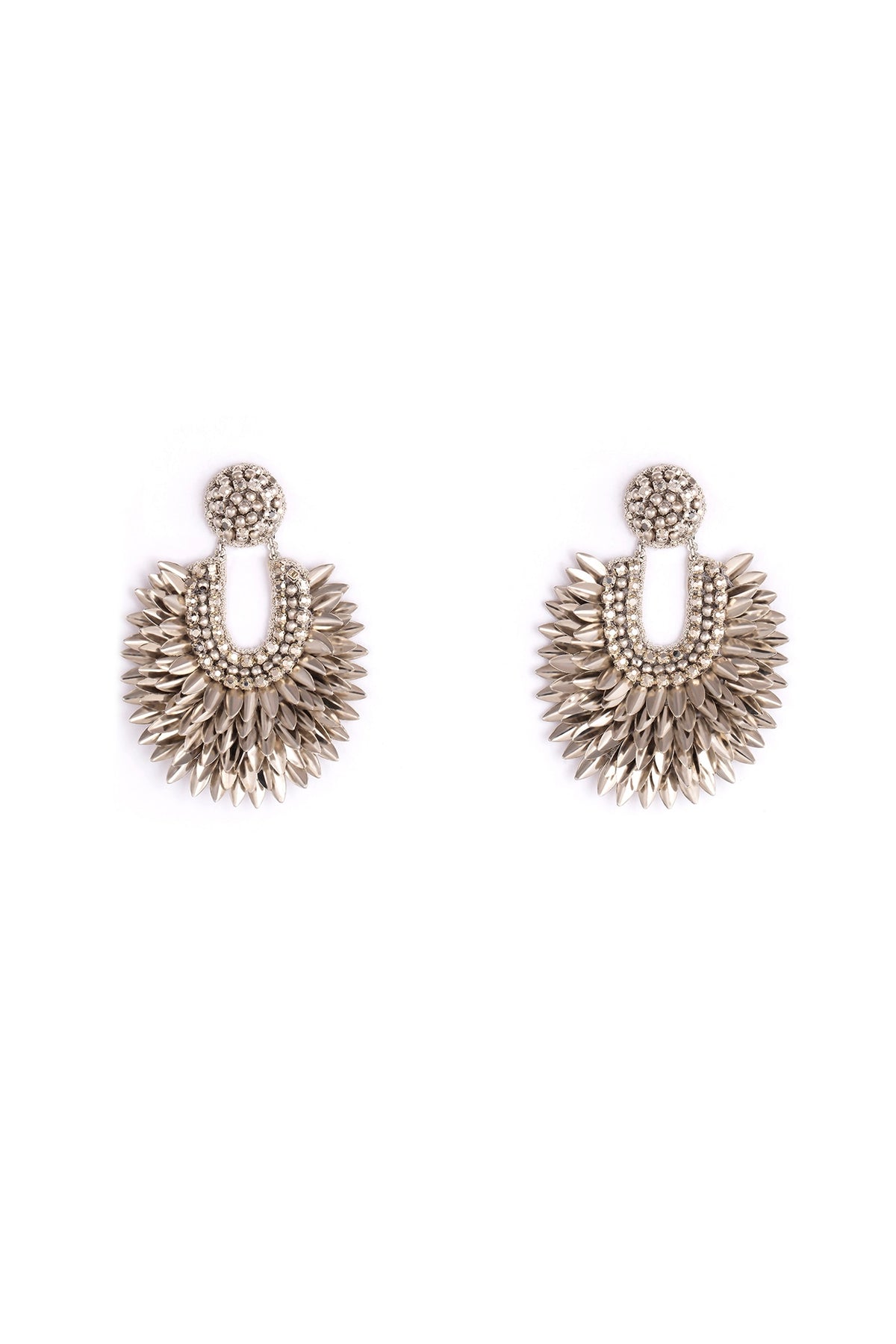 Silver Glass Bead & Crystal Dangler Earrings