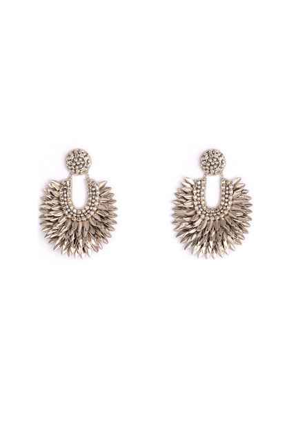 Silver Glass Bead & Crystal Dangler Earrings