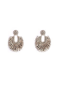 Silver Glass Bead & Crystal Dangler Earrings