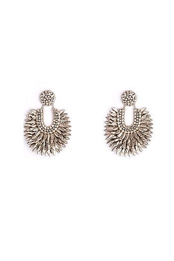 Silver Glass Bead & Crystal Dangler Earrings