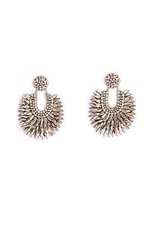 Silver Glass Bead & Crystal Dangler Earrings