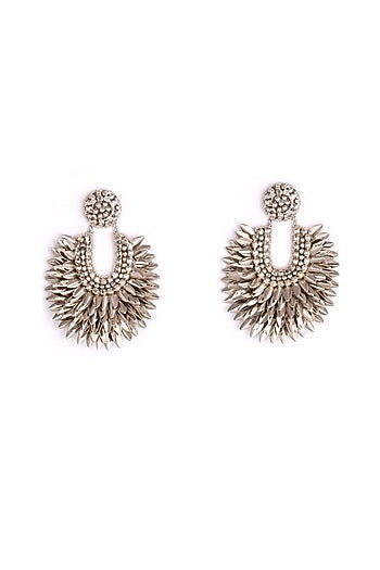 Silver Glass Bead & Crystal Dangler Earrings