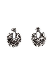 Gunmetal Glass Bead & Crystal Dangler Earrings