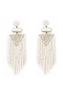 Ivory Glass Bead & Crystal Dangler Earrings