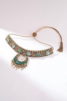 Green Hand Embroidered Necklace