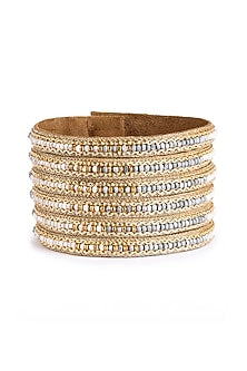 Grey Glass Bead & Scallop Embellished Cuff