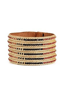 Bronze Glass Bead & Scallop Embellished Cuff