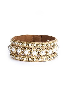 Gold Glass Beaded & Embellished Cuff