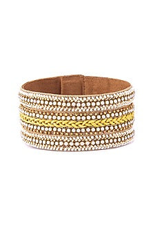 Gold Glass Beaded & Embellished Bracelet