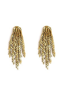 Gold Glass Beaded Dangler Earrings