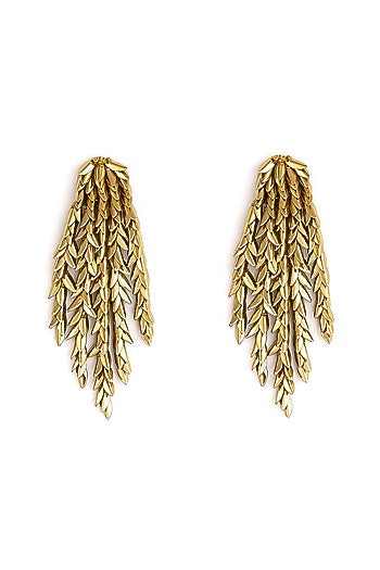 Gold Glass Beaded Dangler Earrings
