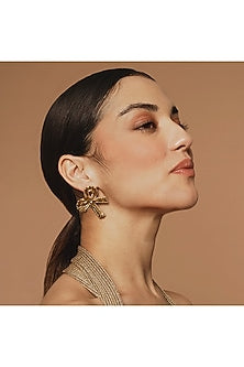 Gold Glass Beaded Stud Earrings
