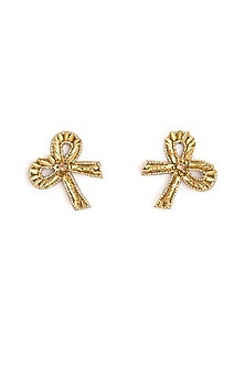 Gold Glass Beaded Stud Earrings