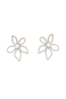 Silver Glass Beaded Stud Earrings