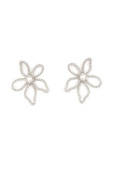 Silver Glass Beaded Stud Earrings