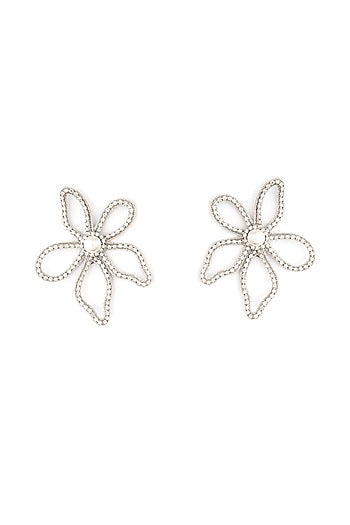 Silver Glass Beaded Stud Earrings