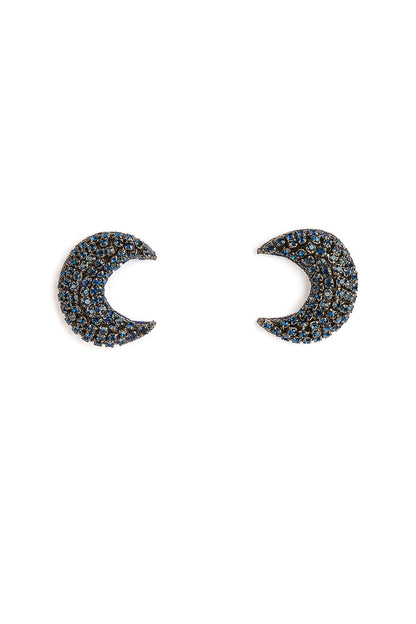 Navy Blue Glass Beaded Stud Earrings