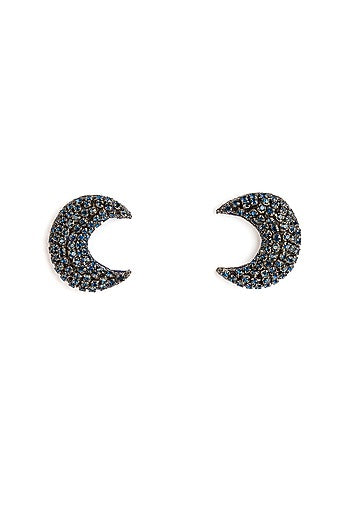 Navy Blue Glass Beaded Stud Earrings