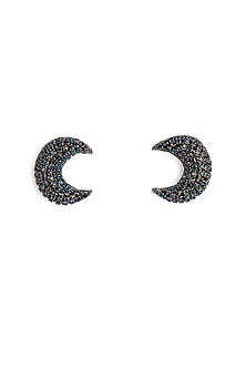 Navy Blue Glass Beaded Stud Earrings