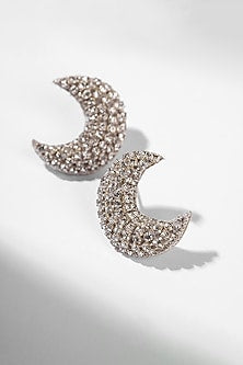 Silver Glass Beaded Stud Earrings
