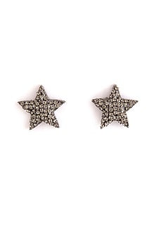 Silver Glass Beaded Stud Earrings