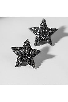 Silver Glass Beaded Stud Earrings