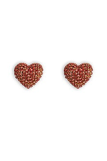 Red Glass Beaded Stud Earrings