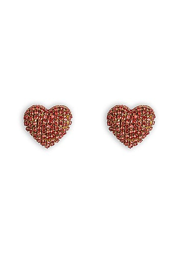 Red Glass Beaded Stud Earrings