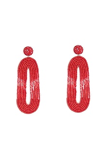Red Glass Beaded Dangler Earrings