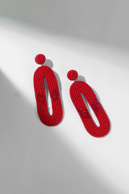 Red Glass Beaded Dangler Earrings