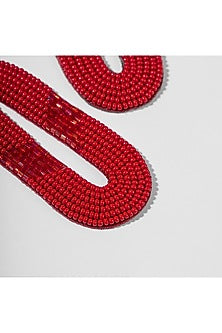 Red Glass Beaded Dangler Earrings