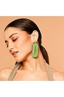 Green Glass Beaded Dangler Earrings