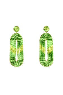 Green Glass Beaded Dangler Earrings