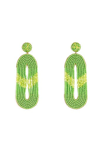 Green Glass Beaded Dangler Earrings