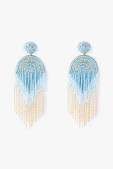 Blue & White Glass Beaded Dangler Earrings