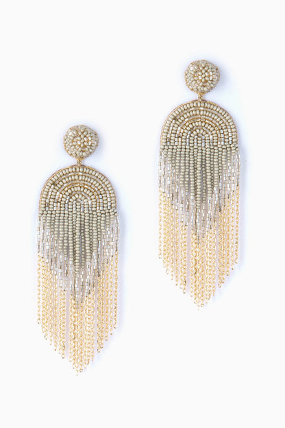 Green Glass Beaded Dangler Earrings
