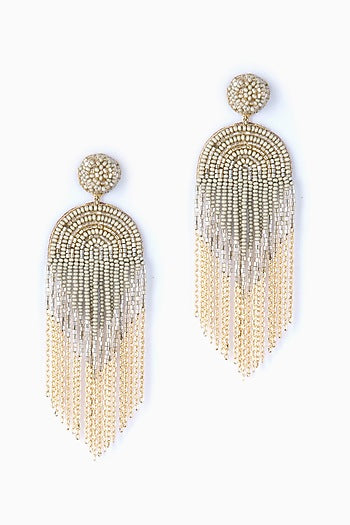 Green Glass Beaded Dangler Earrings