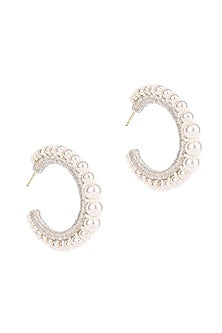 Ivory Glass Beaded Hoop Earrings