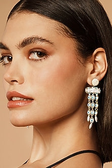 Ivory Glass Beaded Dangler Earrings