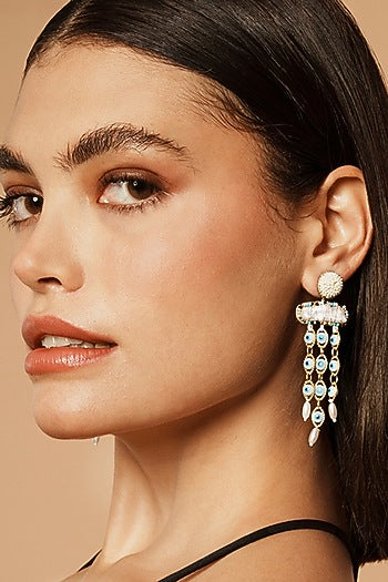 Ivory Glass Beaded Dangler Earrings