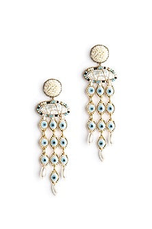 Ivory Glass Beaded Dangler Earrings