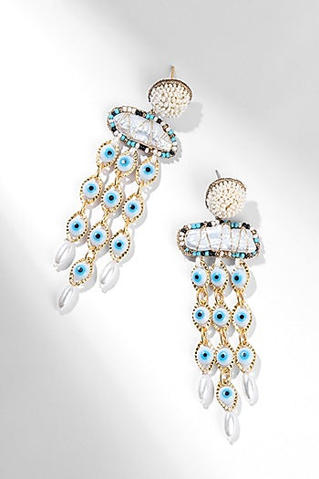 Ivory Glass Beaded Dangler Earrings